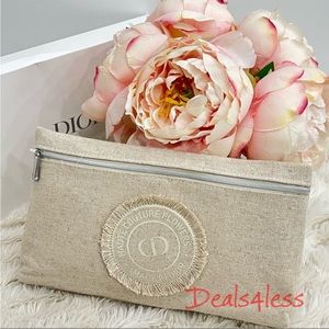 Dior Pouch Cosmetic Bag Travel Case Clutch Haute Couture Flowers Canvas NEW